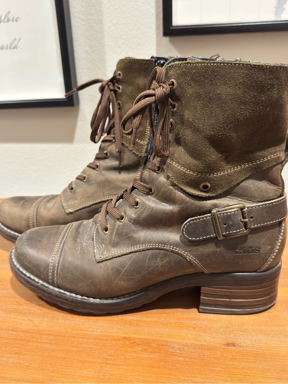 Taos Crave Leather & Suede Combat Boots Zip Side Womens EU41 - Picture 4 of 9